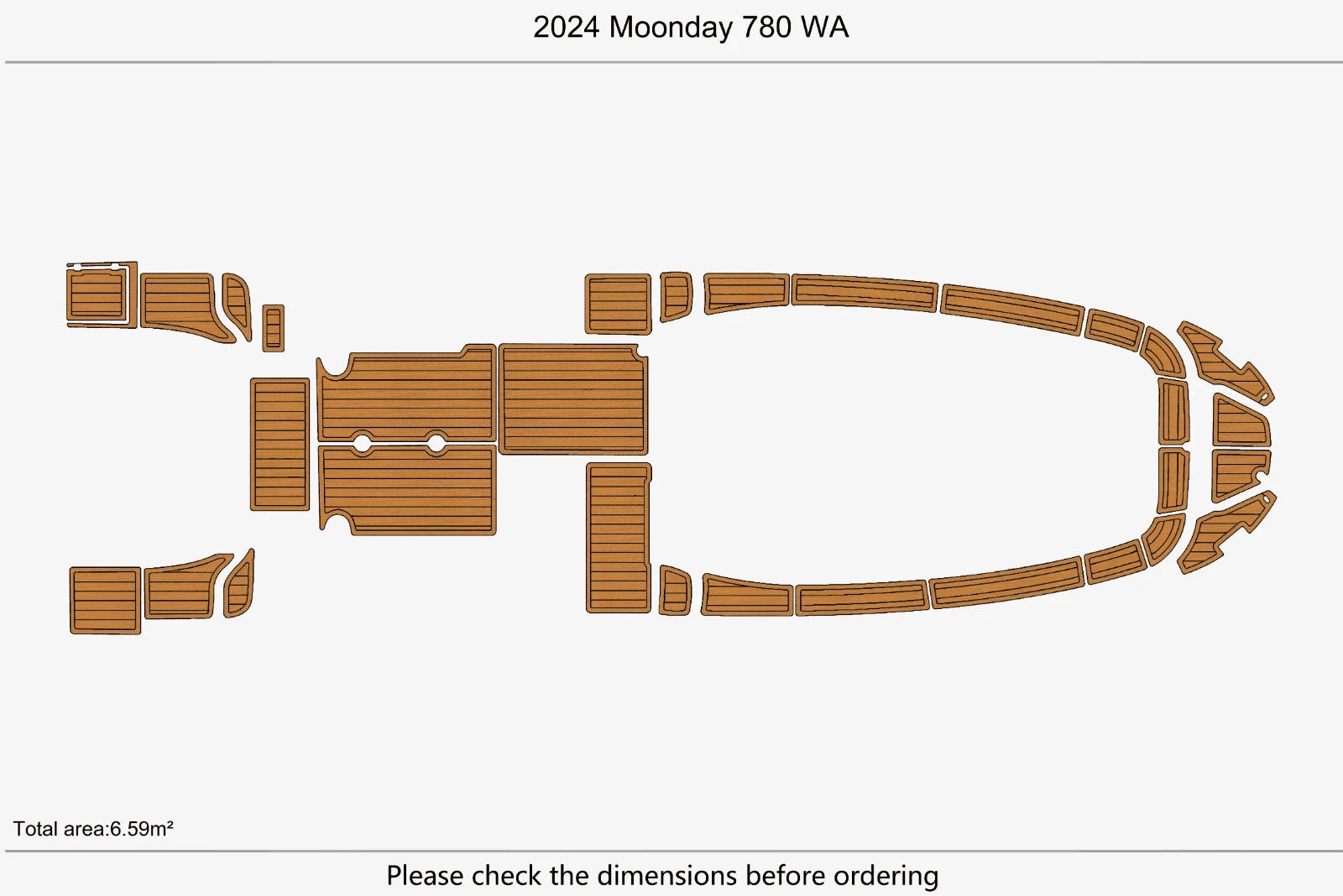 EVA Pads for Moonday 780 WA Cockpit (2024) - Faux Teak Flooring Mats