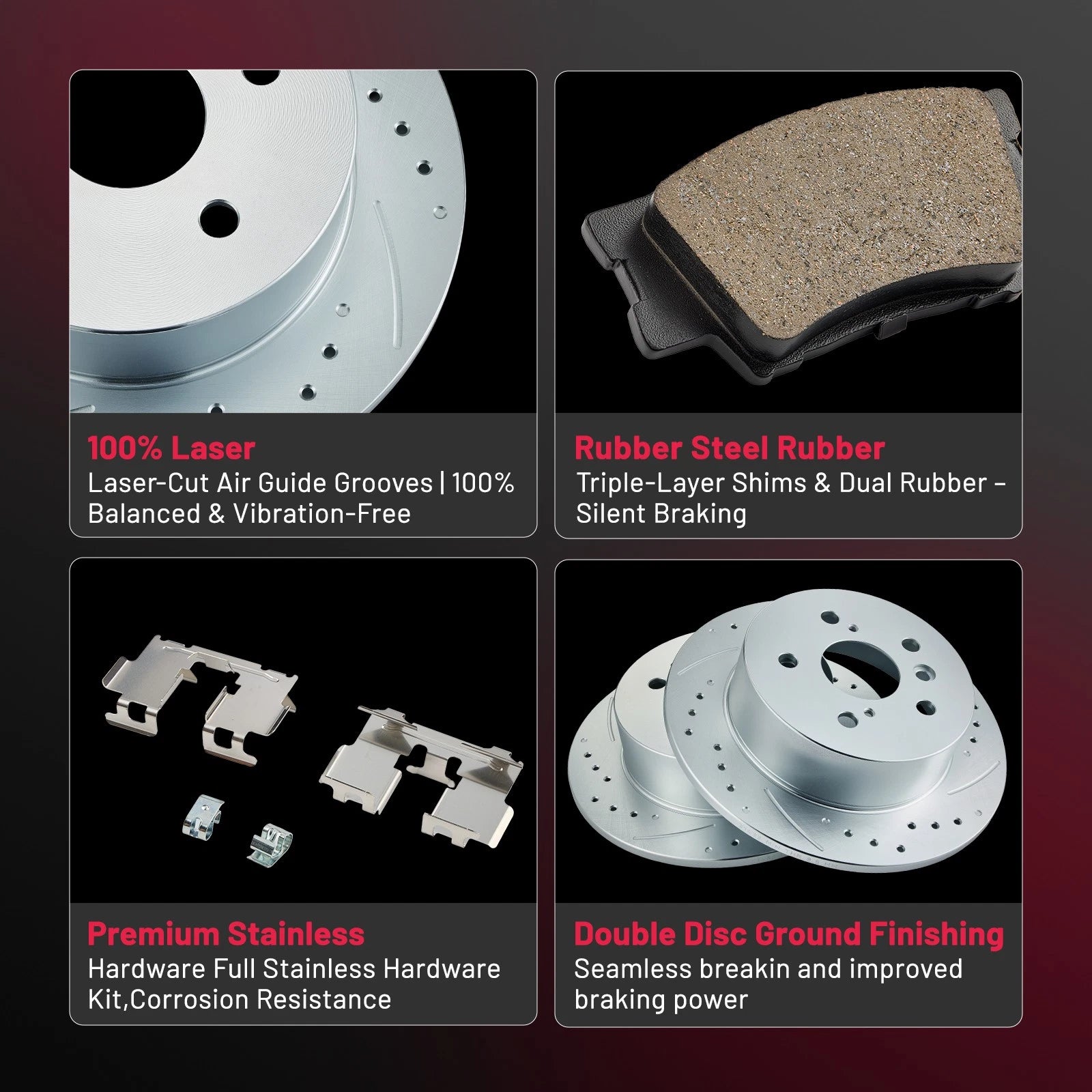 Rear Drilled Brake Rotors & Ceramic Pads Kit for Lexus ES350 (2007-2012)