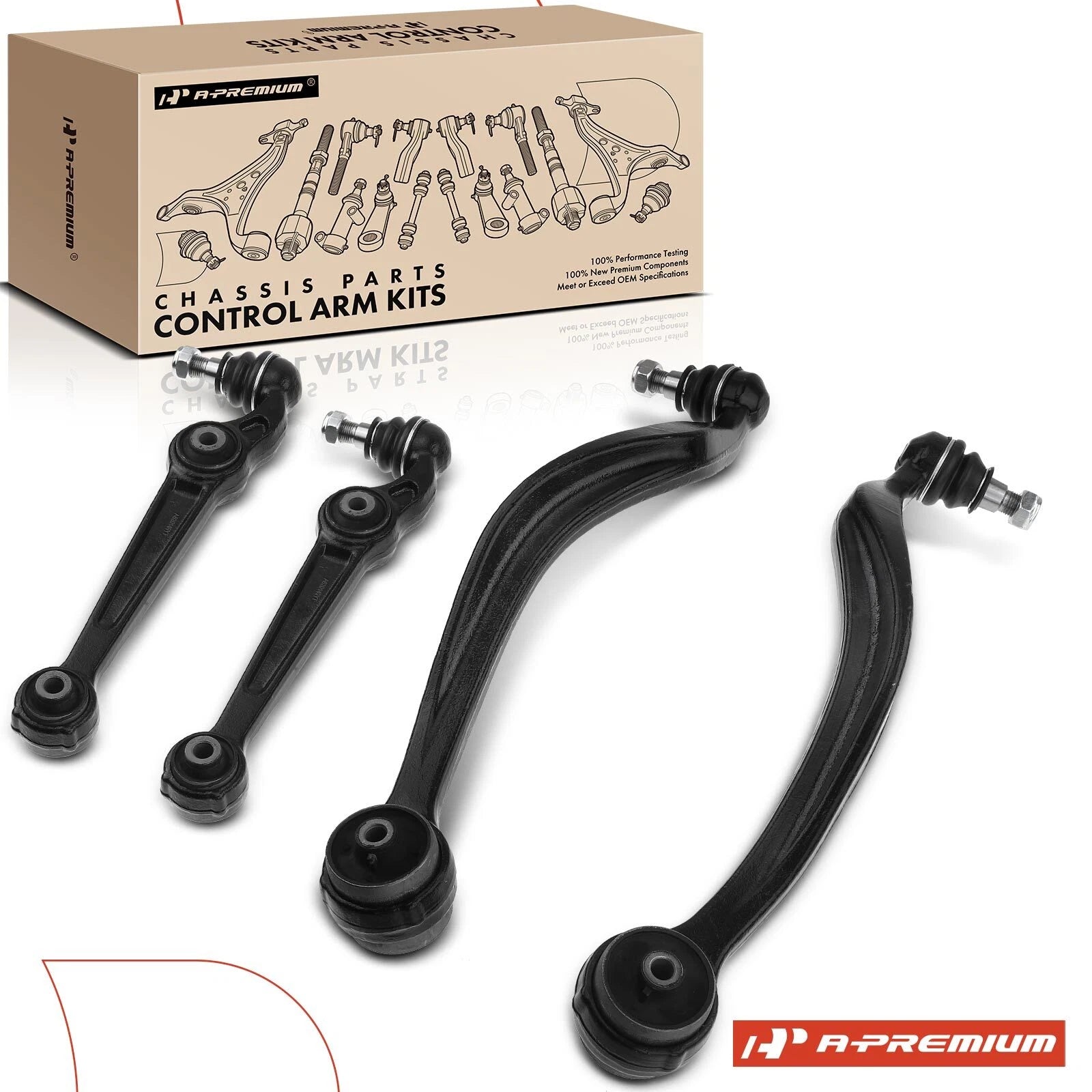 Set of 4 Front Lower Control Arms with Ball Joints for Ford Fusion (2006–2012)