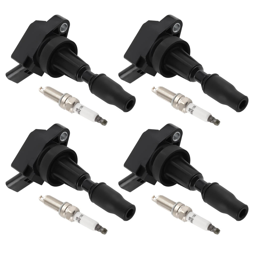 Set of 4 Ignition Coils & Spark Plugs for Hyundai Kia Forte Optima Soul (2010–2019)