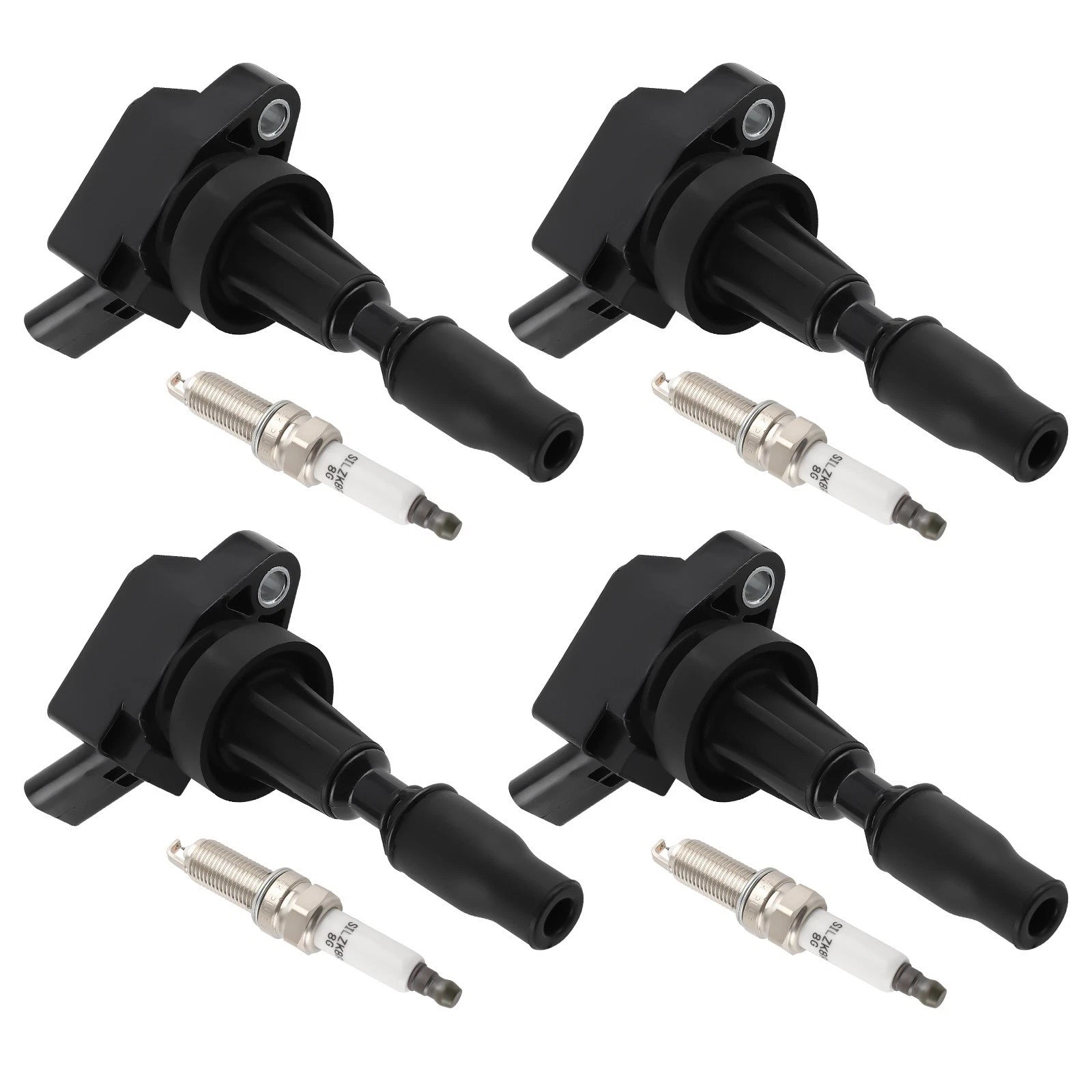 Set of 4 Ignition Coils & Spark Plugs for Hyundai Kia Forte Optima Soul (2010–2019)