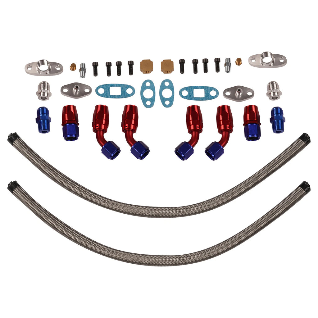 Twin T3 V Band Turbocharger Kit with BOV, Intercooler, Pipes, Oil Lines