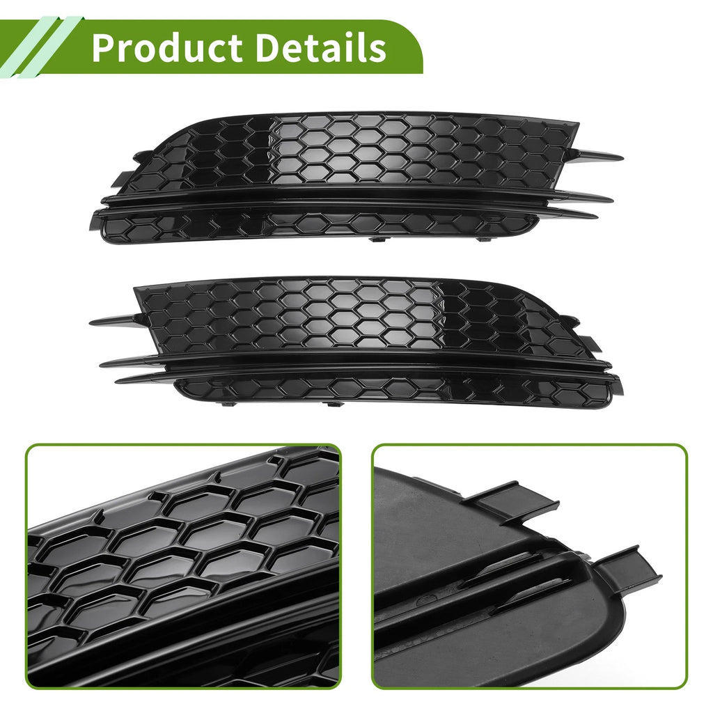 1 Pair Front Fog Light Grill for Audi A6 C7 (2012–2015) No. 4G0807681F Black