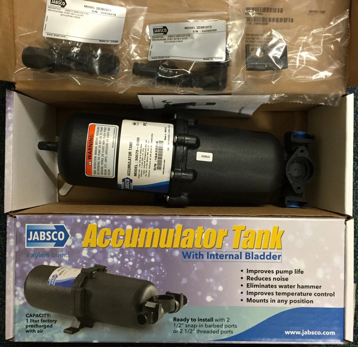 Jabsco Accumulator Tank 1L for Caravan RV Boat (30573-0000 J21-101)
