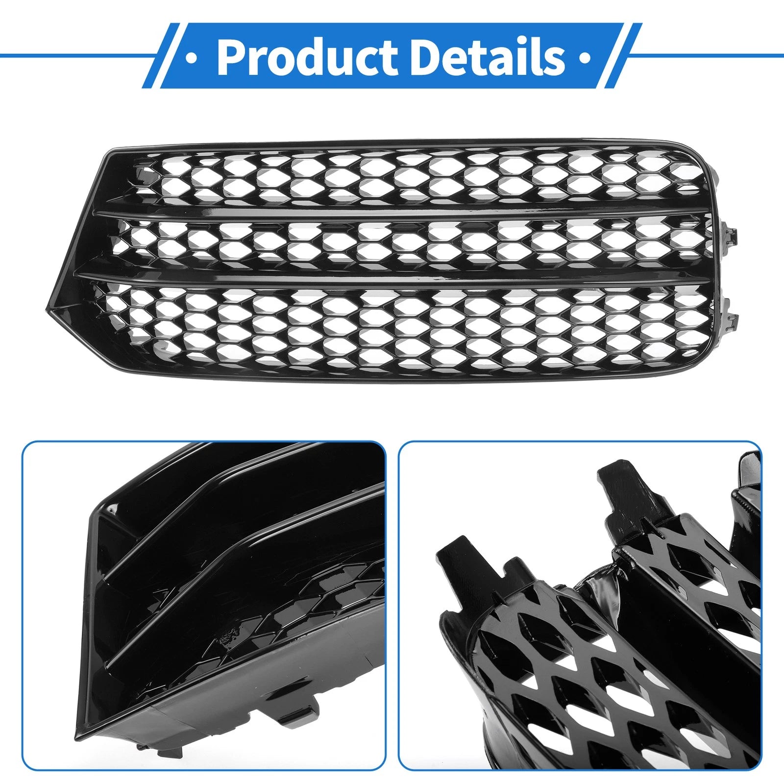 Fog Light Grill for Audi A1 (2010–2018) No. 8XA807681B Honeycomb Black
