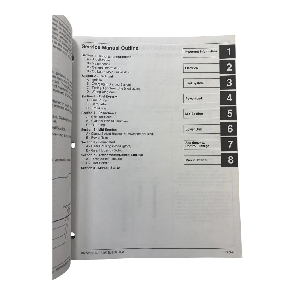 Service Manual for Mercury 9.9/15 BigFoot FourStroke (2002) 90-856159R02
