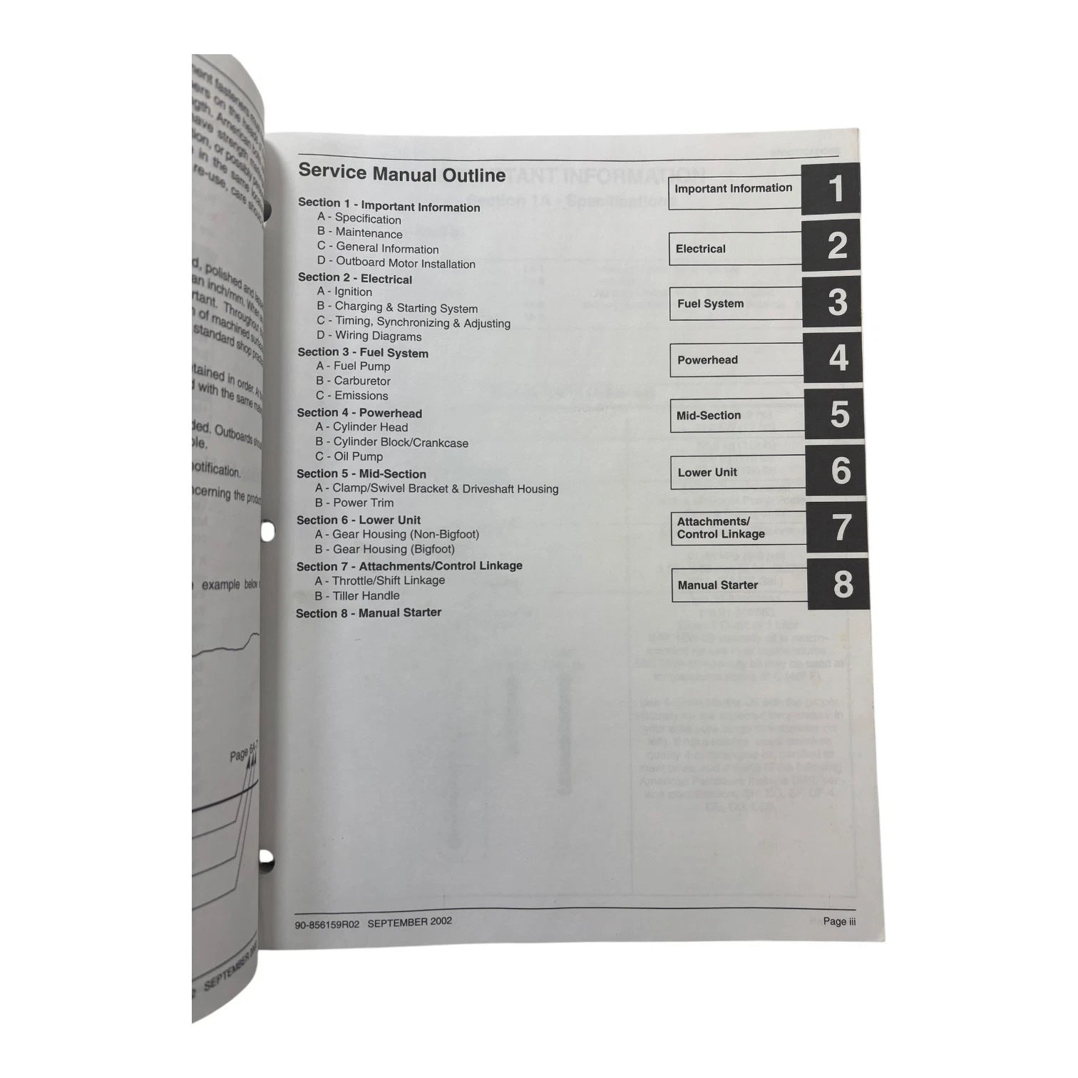 Service Manual for Mercury 9.9/15 BigFoot FourStroke (2002) 90-856159R02