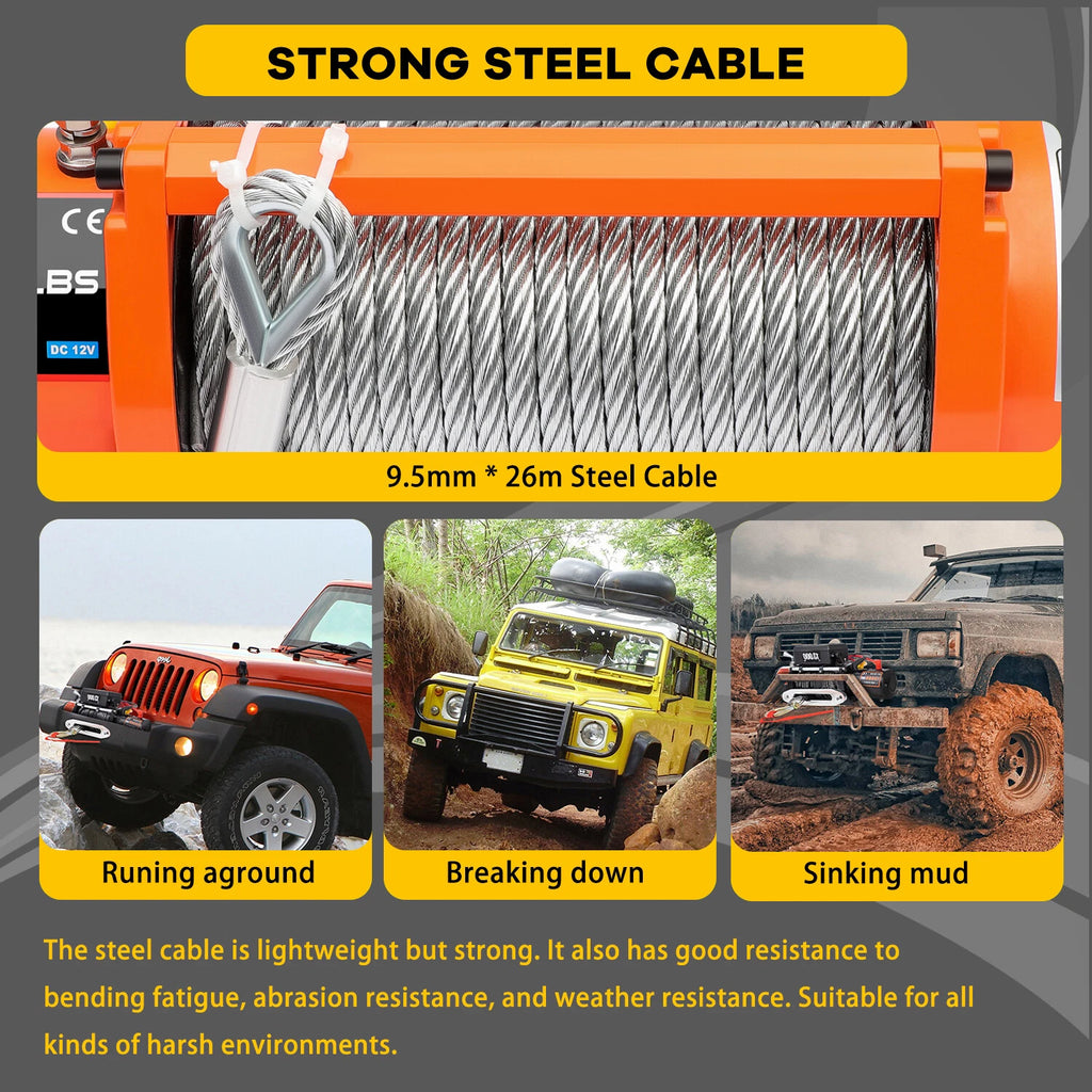 12V Electric Recovery Winch 13500LBS for Trailer Truck SUV