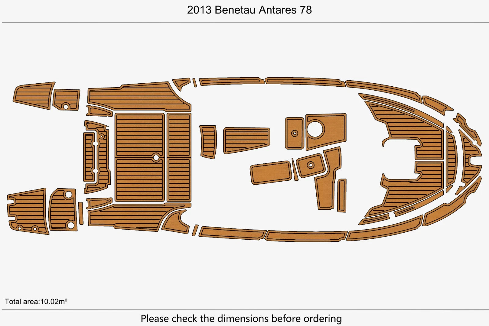 EVA Pads for Benetau Antares 78 (2013) - Cockpit Swim Platform Teak Deck