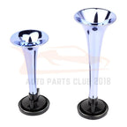 Dual Chrome Trumpet Air Horn Kit for Car Truck Boat Train