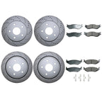 Front Rear Brake Kit with Drilled Discs & Akebono ProACT Pads for Durango Ram 1500 (2019–2023)