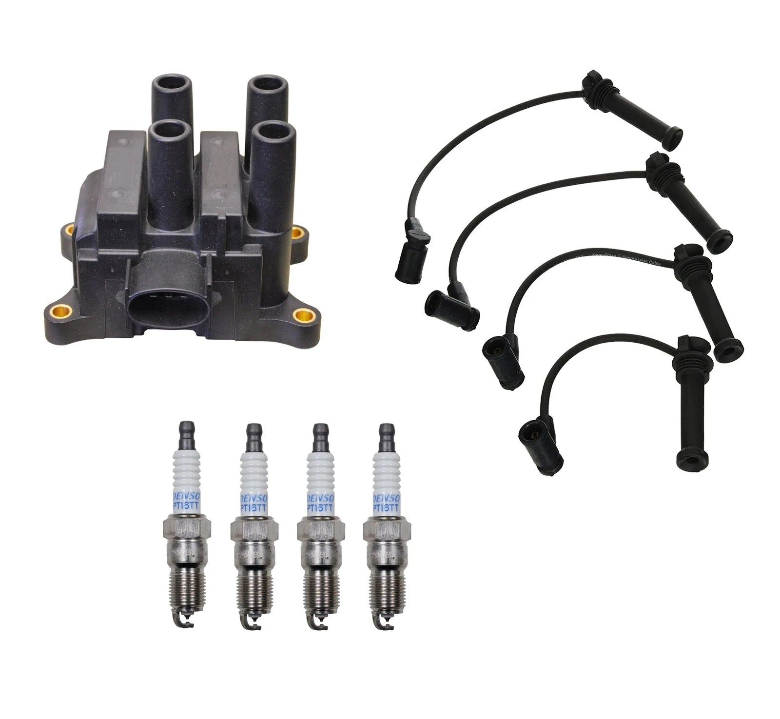 Denso Ignition Coil & Wire Set for Mazda Ford L4 (Platinum TT)