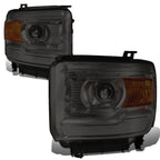 Smoked Housing Amber Corner Projector Headlight Lamps for GMC Sierra (2014–2018)