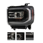 Full LED Left Black Projector Headlight Assembly for GMC Sierra 1500 (2016–2018)
