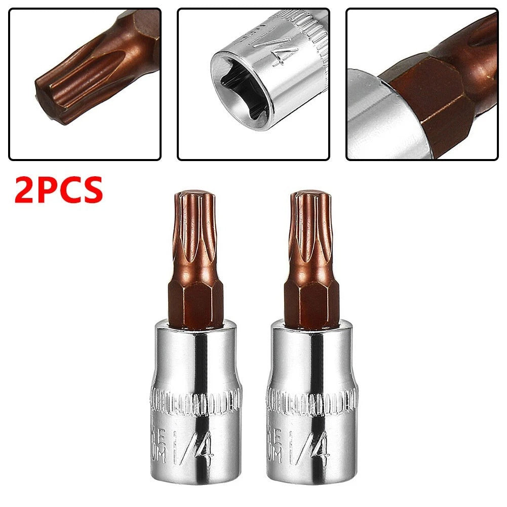 2Pcs T30 Torx Bit Socket for 1/4 Inch Drive Tools