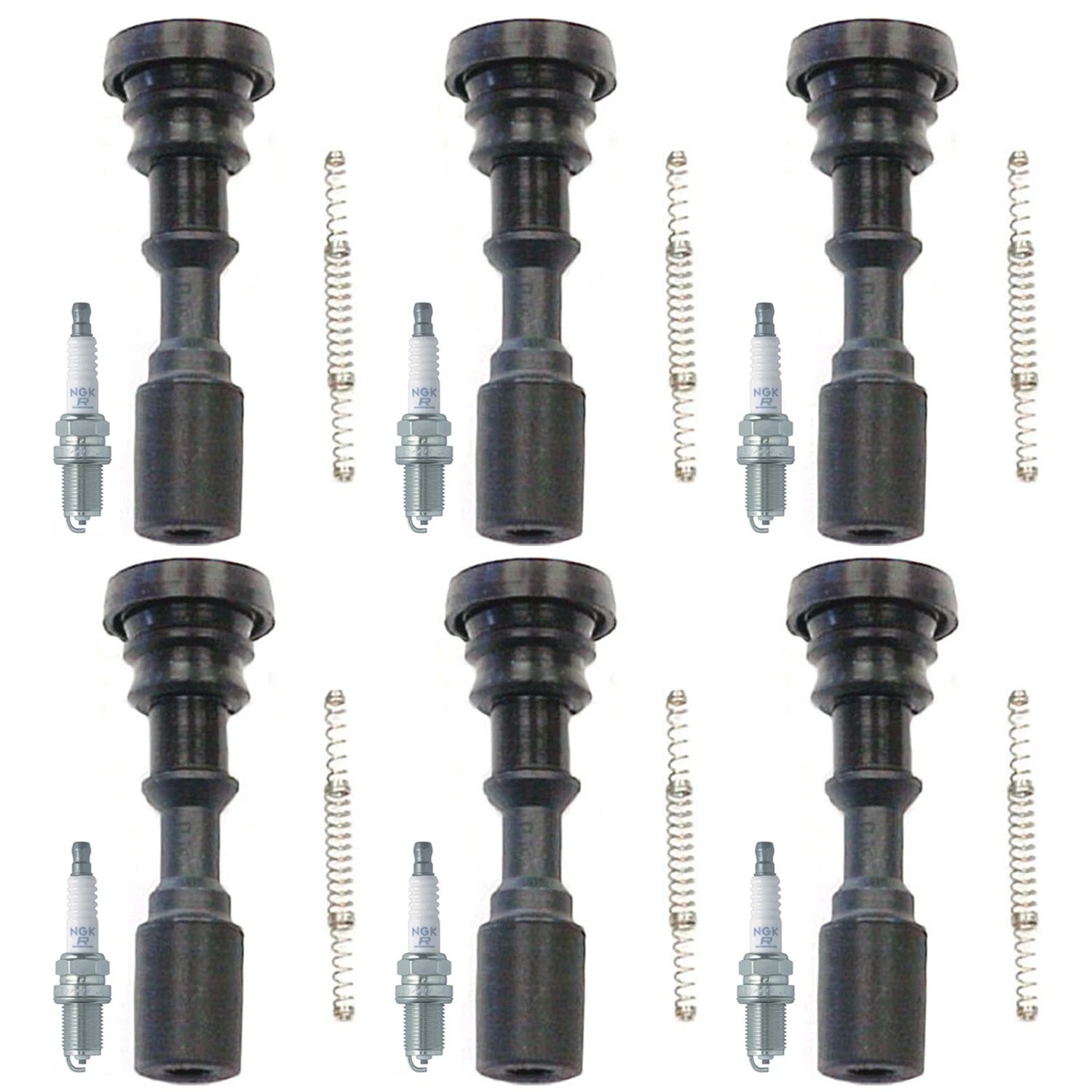 Set of 6 NGK Spark Plugs & Denso Coil Boots for Santa Fe XG350 Sedona V6
