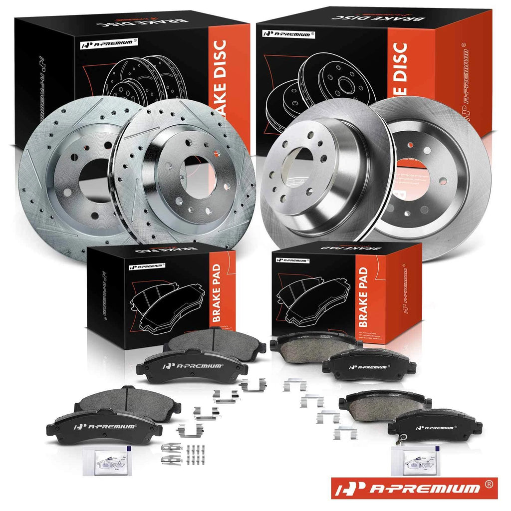 Set of 4 Drilled Brake Rotors & Ceramic Pads for Chevy GMC 