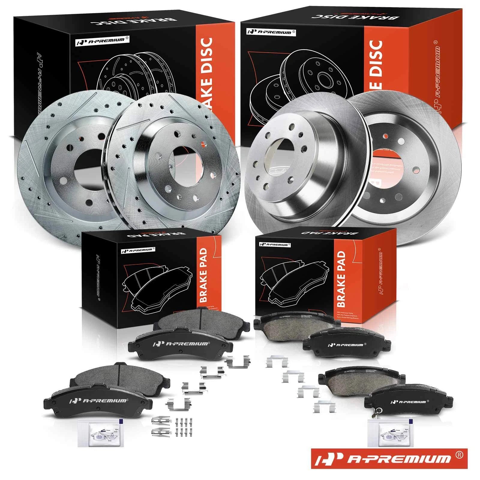 Set of 4 Drilled Brake Rotors & Ceramic Pads for Chevy GMC 