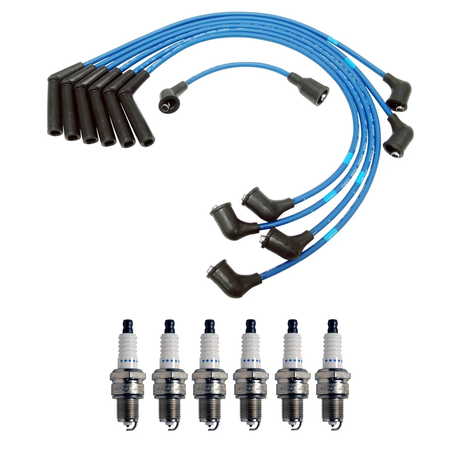 NGK 7mm Wire Set & Denso Platinum Spark Plug Kit for Dodge Raider Ram 50 (1987–1990)