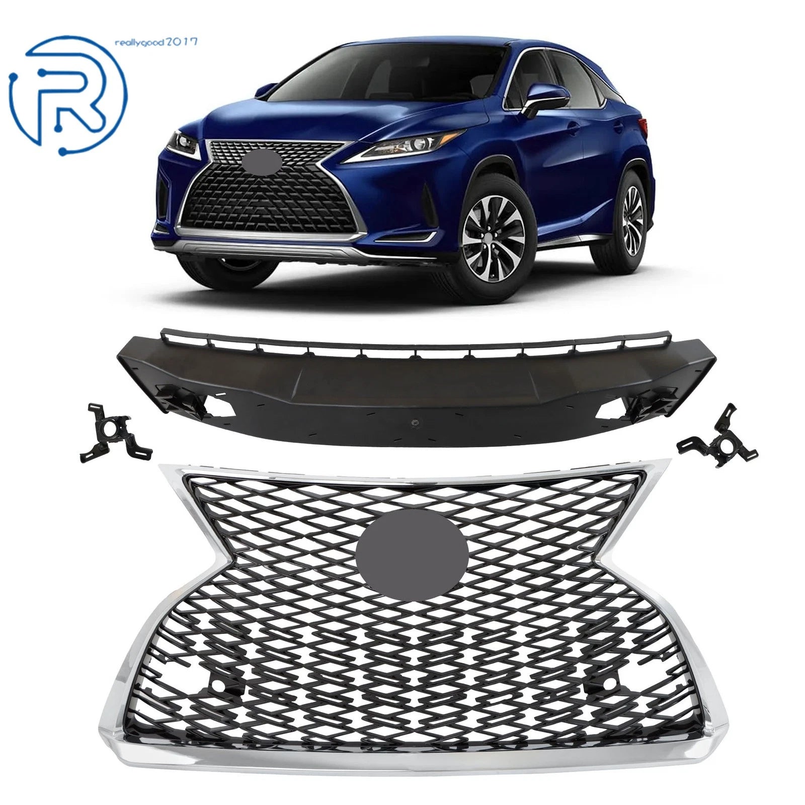 Front Upper Grill Assembly for Lexus RX350 RX450h (2020–2022) Chrome/Black