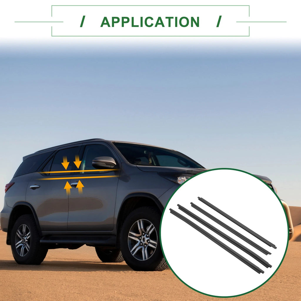 4pcs Weatherstrip Window Seal No. 681620K010 for Toyota Fortuner (2004–2015)