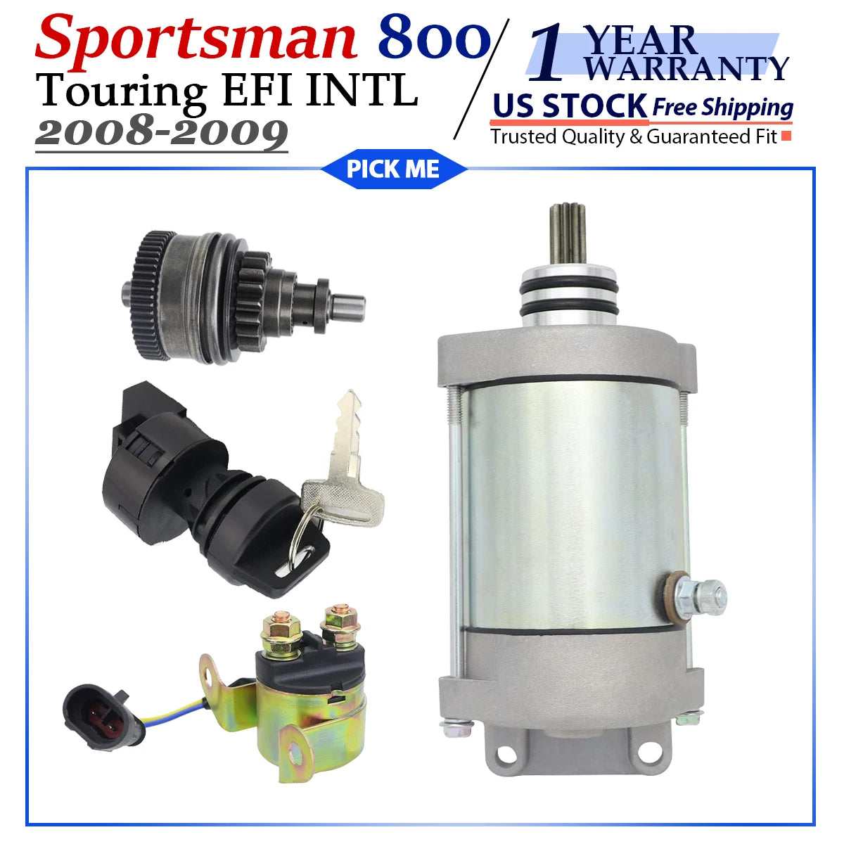 Starter for Polaris Sportsman 800 Touring EFI (2008–2009) Bendix Relay Switch