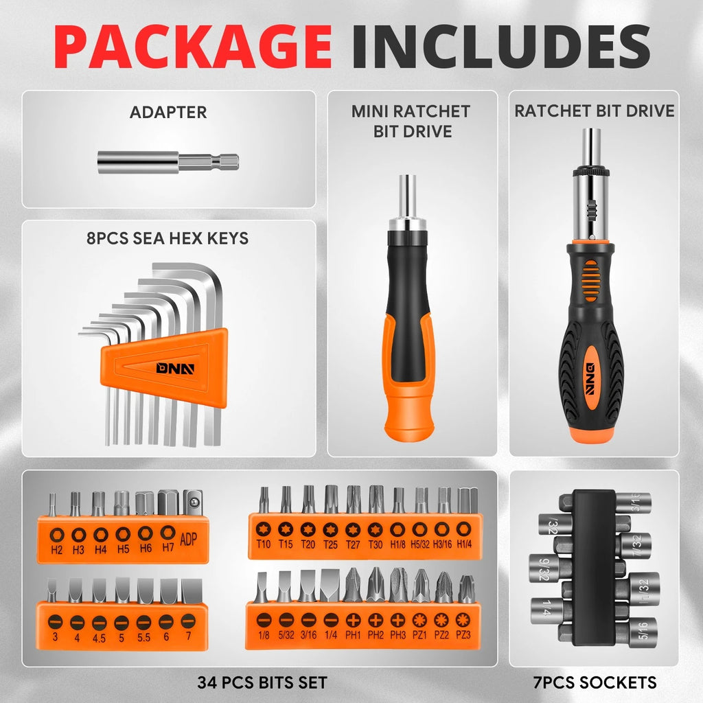 51Pcs Magnetic Screwdriver Bit Set with Organizer Box for Universal Use