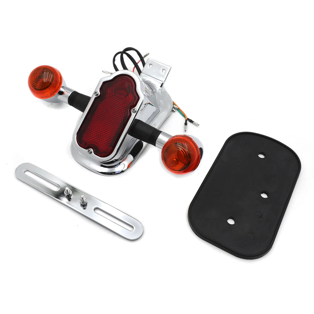 Chrome Tombstone Brake Tail Light Signal for Harley Big Twin