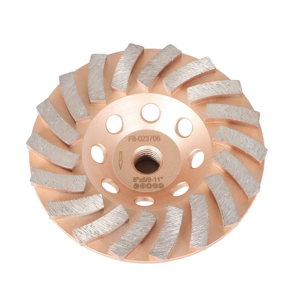 5 Inch Turbo Diamond Grinding Cup Wheel for Concrete (5/8"-11 Arbor)