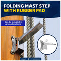 Folding Mast Step for Marine Applications (Stainless Steel, Rubber Pad)