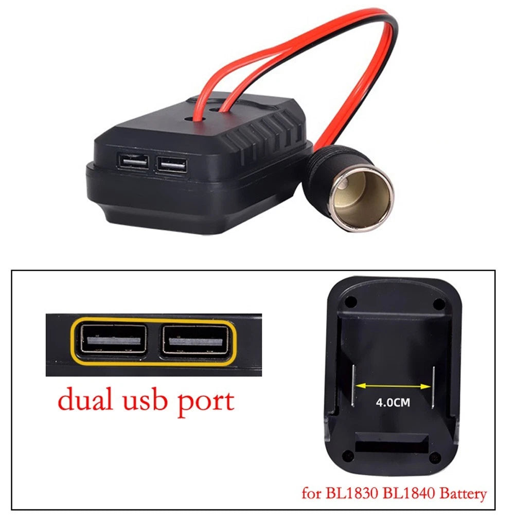 Power Adapter Converter with Dual USB Ports for BL1830 BL1840 (2010–2023)