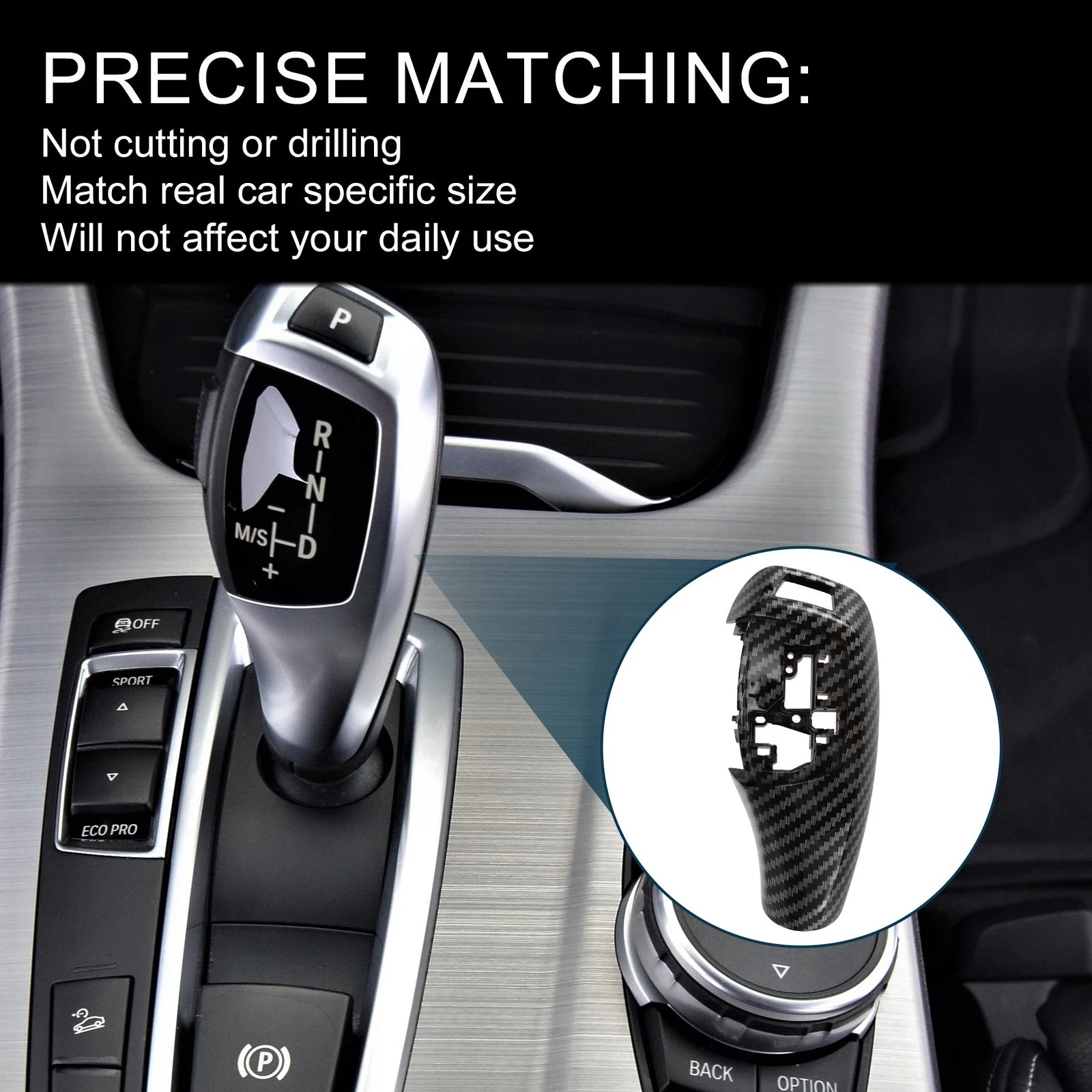 Set of 1 Gear Shift Knob Button Cover for BMW 1 (Carbon Fiber)