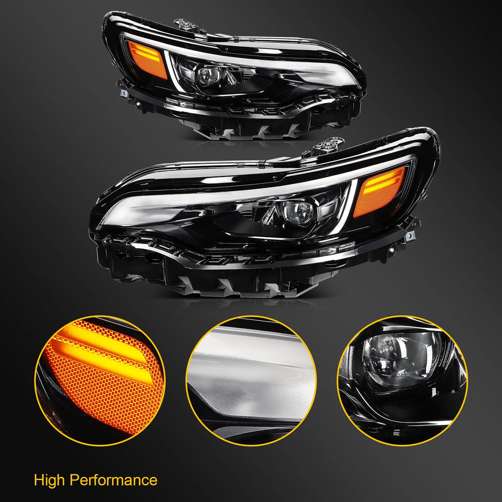 Full LED Projector Headlight for Jeep Cherokee (2019–2023) Black Housing