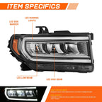 Passenger Side Headlight for GMC Acadia (2020–2023) Black Housing Amber