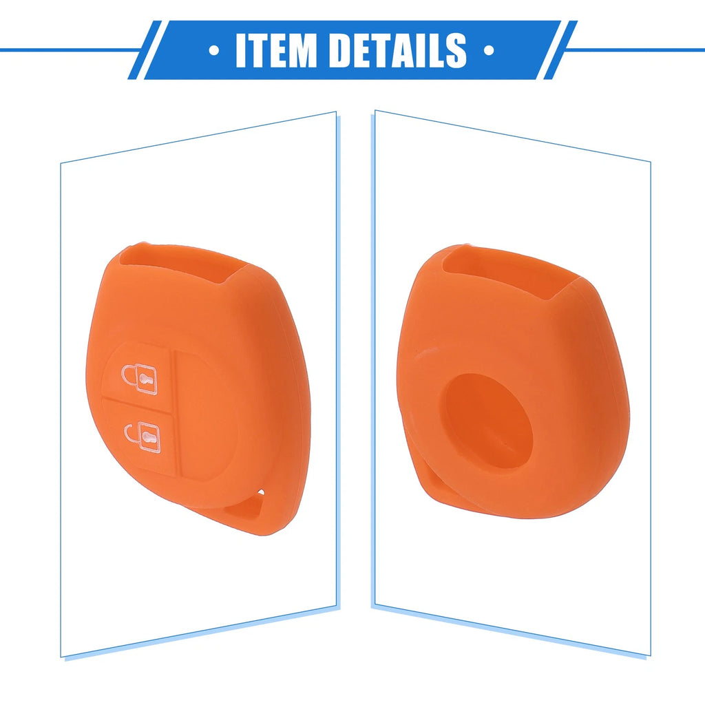 2X Key Fob Case Protector for Suzuki (2 Button, Silicone, Orange)