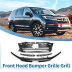Front Bumper Grille for Honda Pilot (2019–2020) - Black, Set of 1