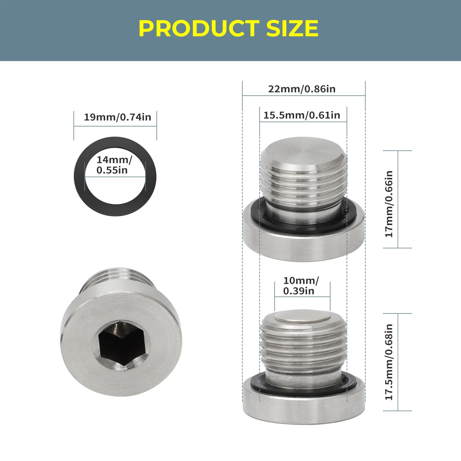 2 Front Differential Fill & Drain Plug & Seal for Polaris RZR Ranger 1000 XP (2015–2023)