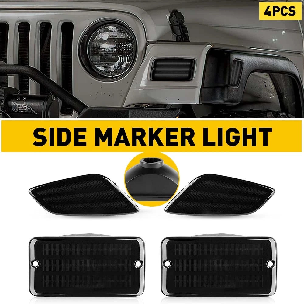 Set of 2 Clear Bumper Signal Fender Side Marker Lights for Jeep Wrangler TJ (1997–2006)