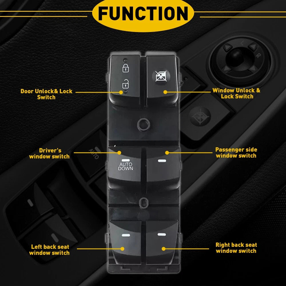 Left Driver Side Master Window Switch for Hyundai Elantra (2011â2015)