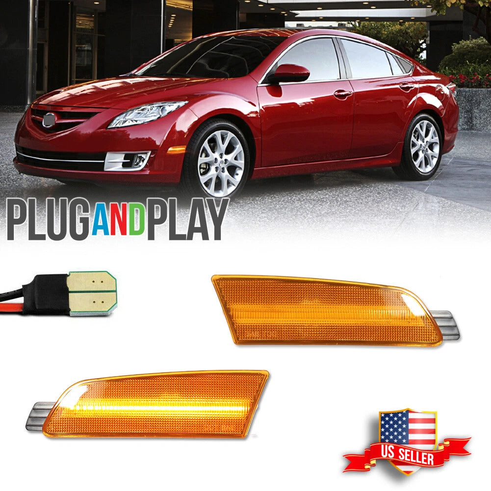 Amber Lens LED Side Marker Reflector Lights for Mazda 6 (2009–2013)