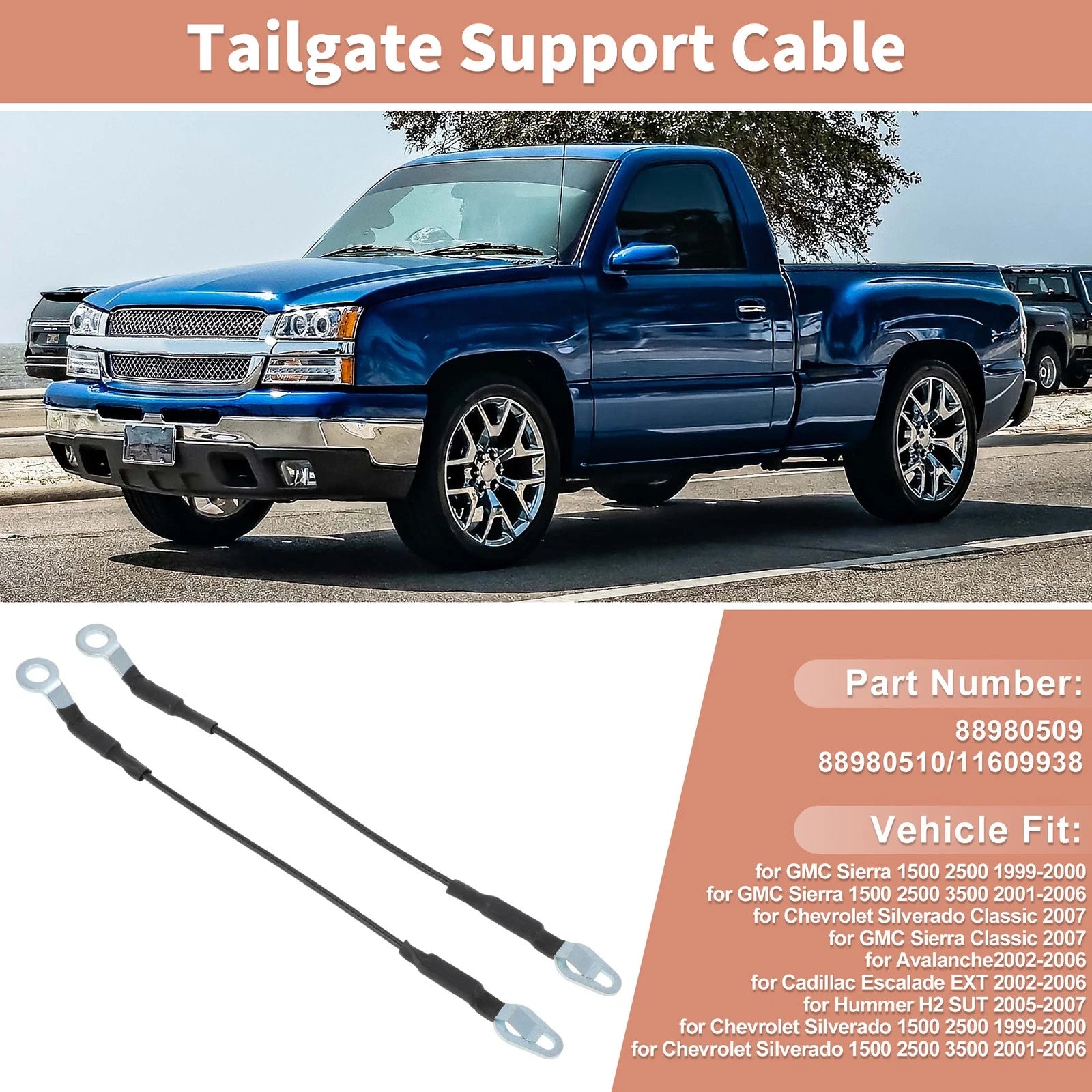 Tailgate Support Cable for Chevrolet Silverado (No. 88980509)