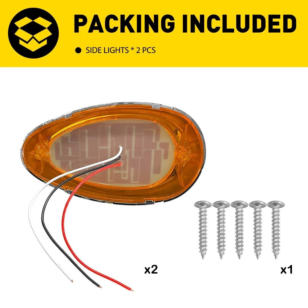 2X Amber LED Side Marker Lights for Freightliner Sleeper Cab (IP67, 12V)