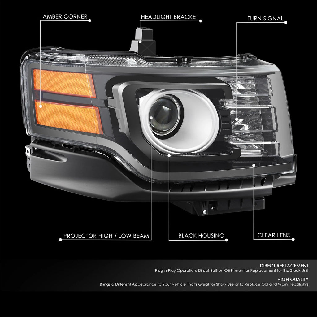 Passenger Right Housing Amber Corner Projector Headlight for Ford Flex (2011–2012)