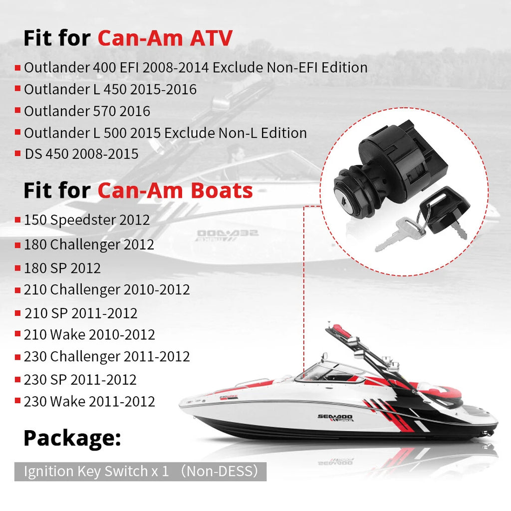 Ignition Switch with Matched Keys for Can Am Outlander 450 L 500 570 (2016–2023)