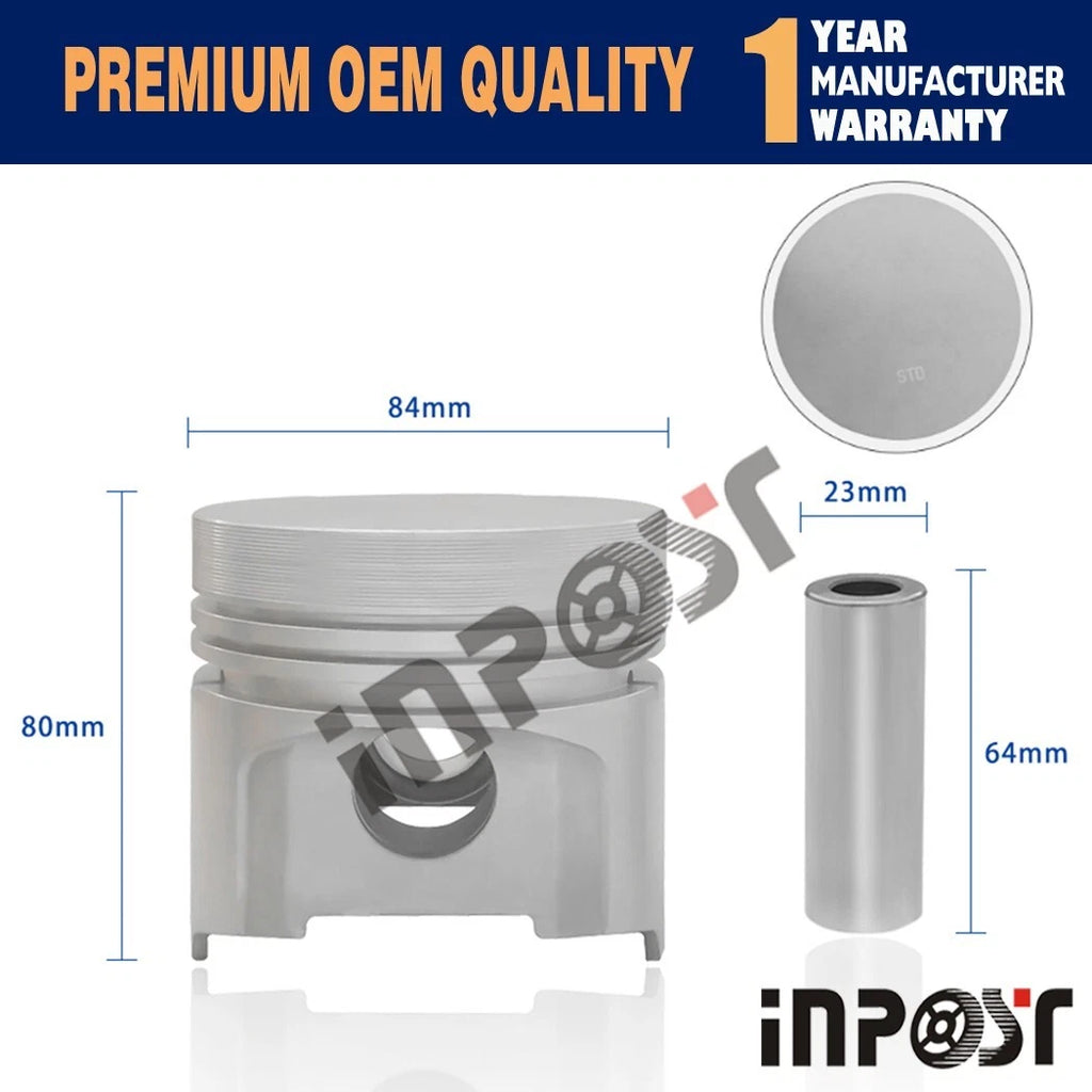 Set of 4 STD Pistons & Rings for Kubota V1902 Engine