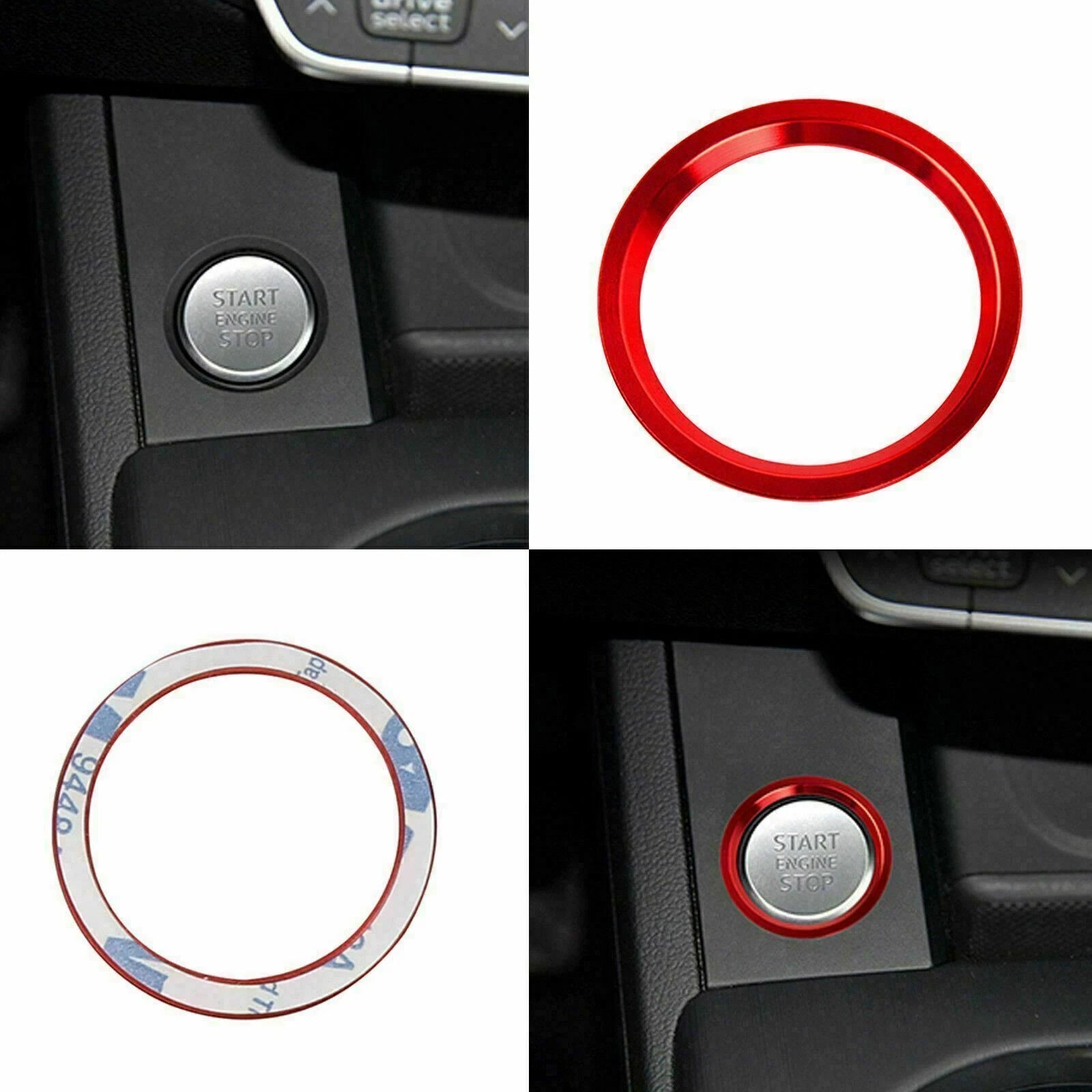 Red Aluminum Keyless Start Button Trim for Audi A4 A5 A7 (2013-2019)