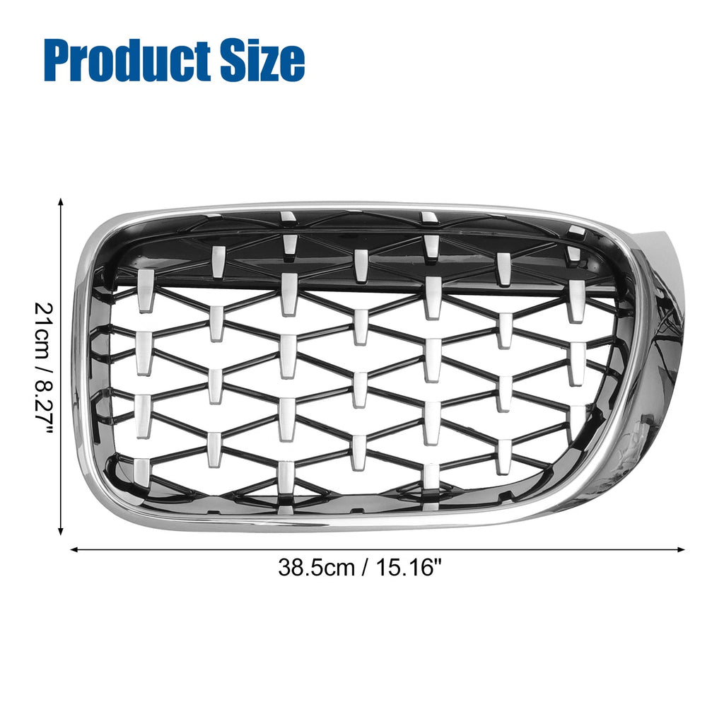 1 Pair Front Hood Bumper Grille for BMW X3 F25 (2014–2017) Silver Tone