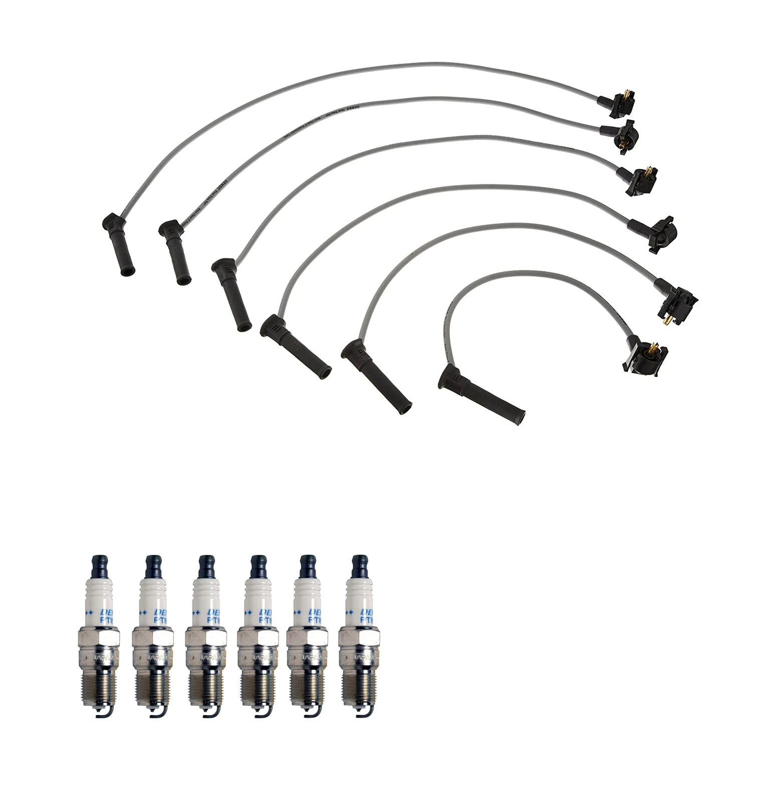 Denso Wire Set & 6 Double Platinum Spark Plugs for Ford 4.0 V6 (0.050)