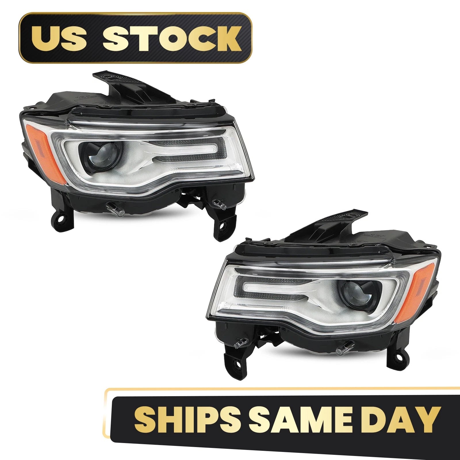 HID/Xenon Headlight Set for Jeep Grand Cherokee (2019–2021) Chrome Left + Right