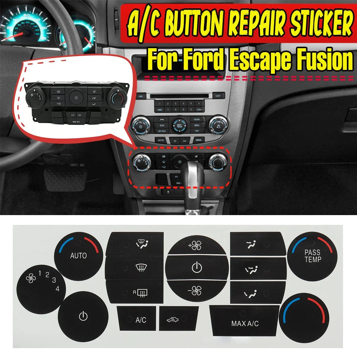 Heater AC Climate Control Button Repair Decal Stickers for Ford Escape Fusion